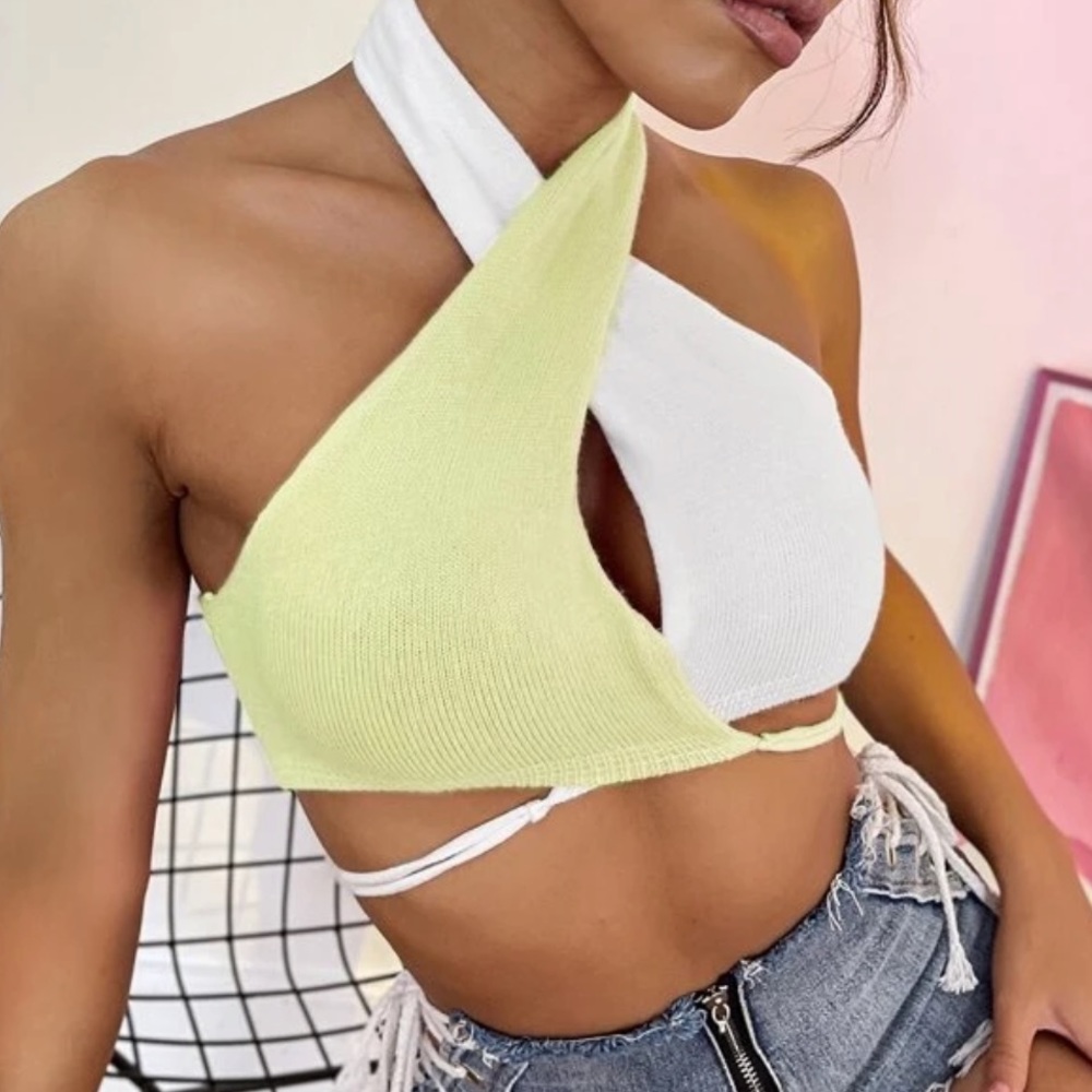 Two tone tie top